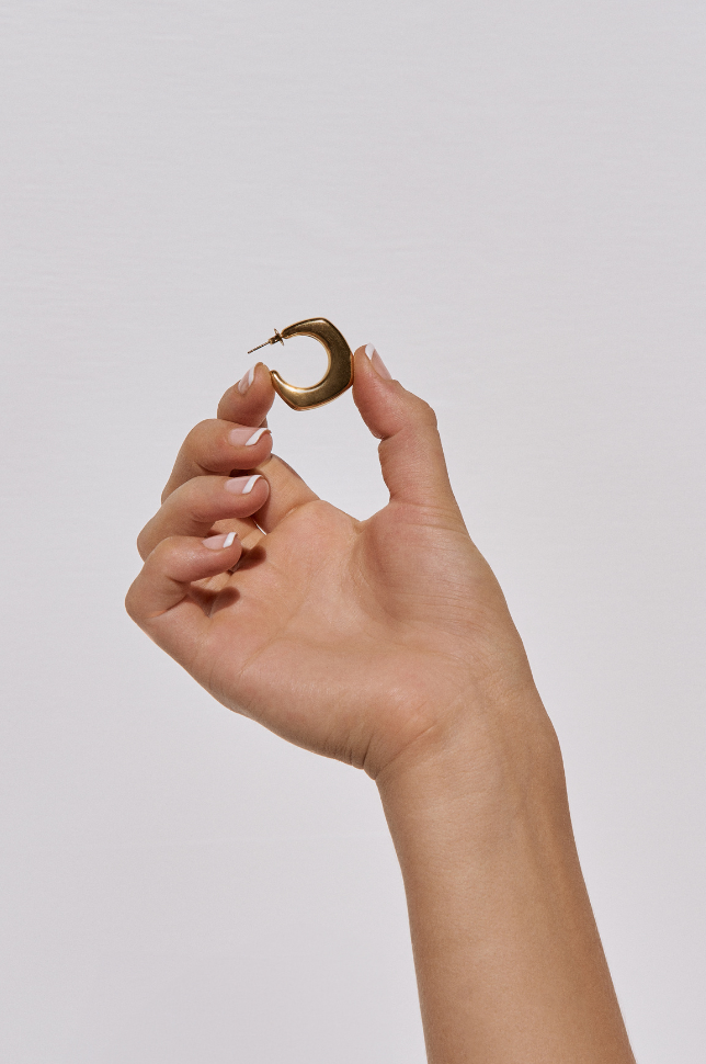 Curved Square Hoop Earrings