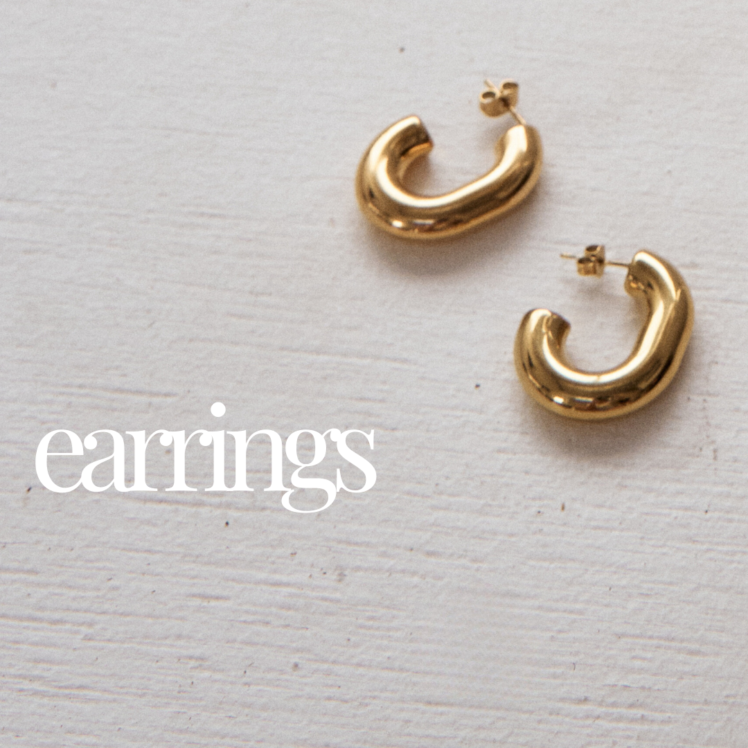 Gold Martini Street earring Jewellery. Martini Street sell online jewellery pieces which are designed to be waterproof, sweat resistant, and hypoallergenic.