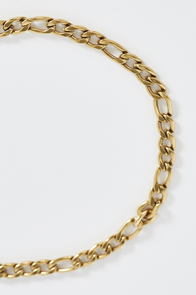 Close up ecommerce photo of a gold chunky bold chain statement necklace from australian online store Martini Street which sells waterproof, high quality jewellery.