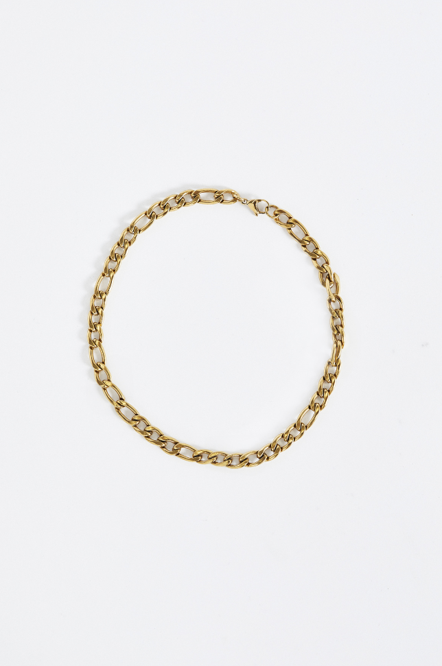 Ecommerce product photo of a gold chunky bold chain statement necklace from australian online store Martini Street which sells waterproof, high quality jewellery.