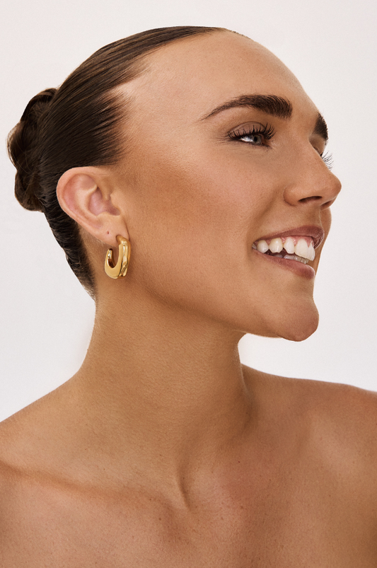 Curved Square Hoop Earrings