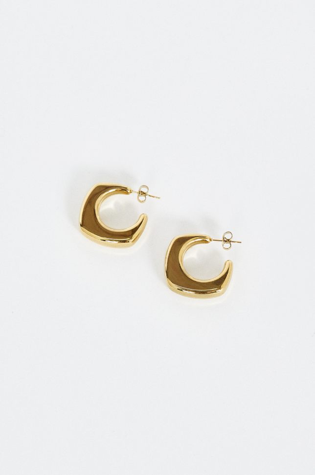 Curved Square Hoop Earrings